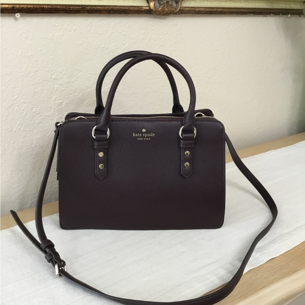 kate spade Mulberry Street Lise plum Pebbled Leather Crossbody/Satchel Bag NWT.